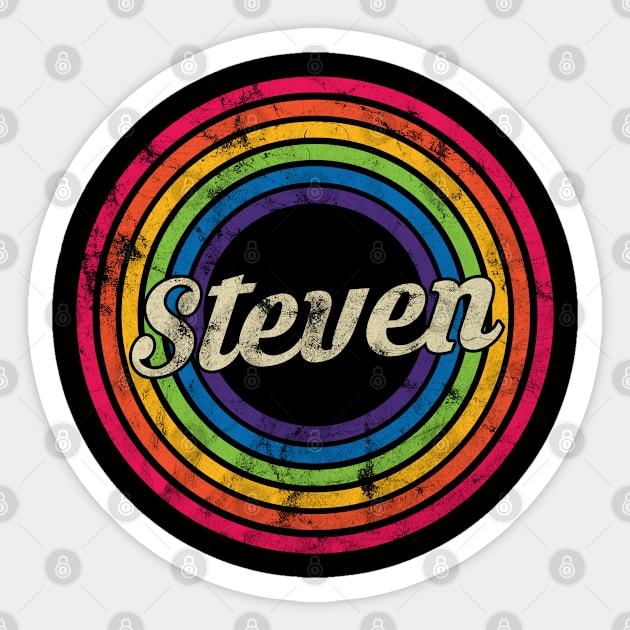 Steven - Retro Rainbow Faded-Style Sticker by MaydenArt